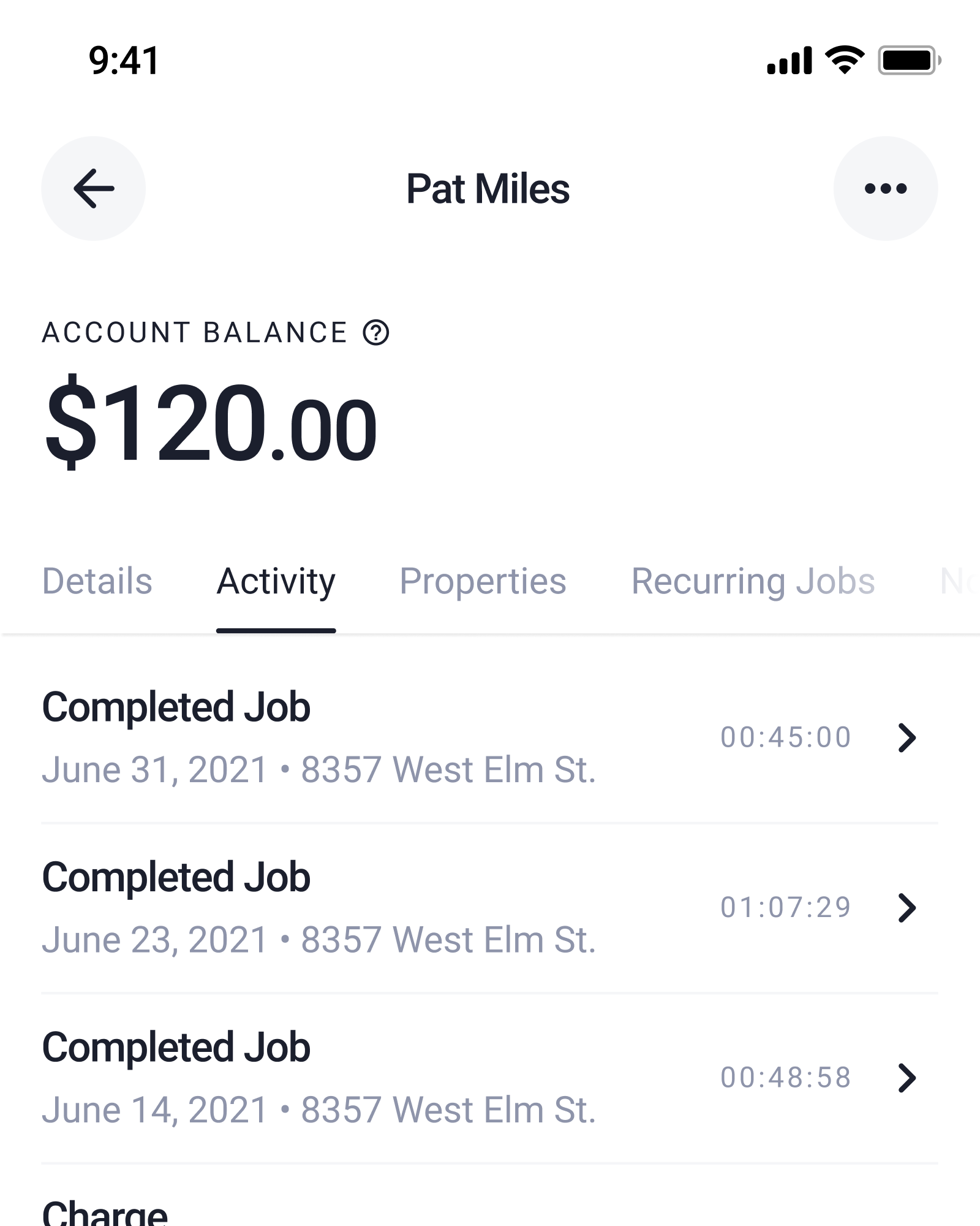 Screenshot of the Client Details screen in the Check App